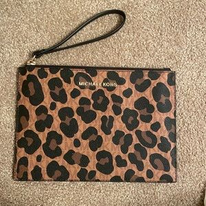 Michael Kors Cheetah Print Wristlet Clutch (9 inches long, 6 inches height)